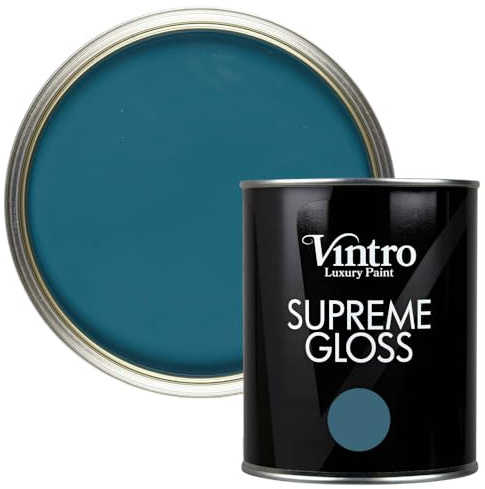 Vintro Paint | Gloss Paint | for Walls | Wood | Trim | Gloss Furniture Paint | Interior & Exterior Use. 1 Litre (Blue - French Navy)