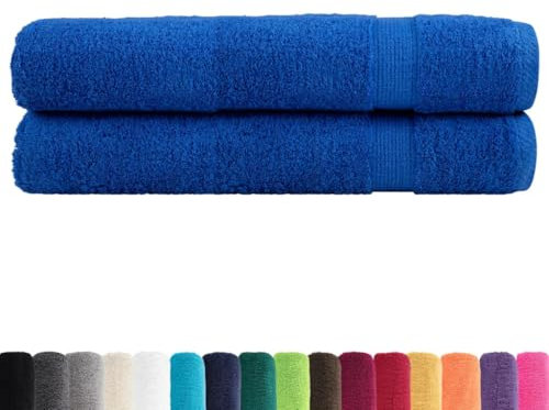 vidaXL Toallas de Sauna 2 uds 100% algodón Azul 80x200 cm 600 gsm, Toalla Súper Suave, Toalla Sauna Desnuda, Toalla con Lazo para Colgar