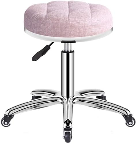 QZQJUILU Runder Rollhocker, Stuhl, Hocker mit Rädern, für Büro, Salon, Tattoo, Küche, Massage, Arbeit, bequemer runder Sitz, höhenverstellbar, drehbar, robuster Stuhl
