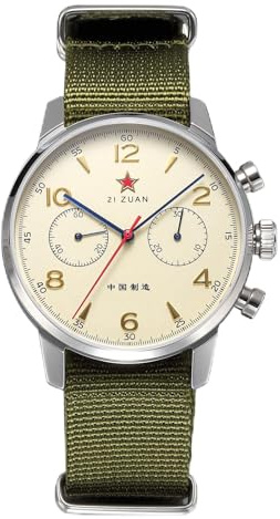 TOPHILL Seagull 1963 Herrenuhr Classic 40 mm Fliegeruhr Chronograph, mechanisches Uhrwerk ST1901, Saphirglas, Edelstahlgehäuse Wird mit schwarzem Riemen geliefert