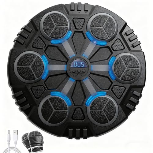 OBEST Machine de Boxe Musicale,Intelligent Mural LED Music Boxing Machine avec Bluetooth, Vitesse Réglable,Gants de Boxe,Rythme électronique Jouet de Décompression