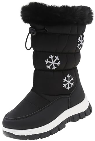 Chaussures de ski pour filles - Couleur unie - Antidérapantes et respirantes - Pour femme, Noir , 31 EU