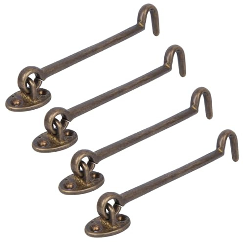 Hapivida 4 ganci tempesta con occhiello da 17 cm, stile vintage, gancio per cabina in ottone, gancio per porta e gancio per porta fienile, bronzo