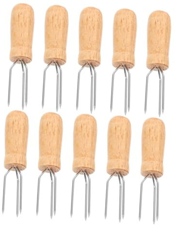 Yardwe Lot de 10 Fourchettes À Maïs Brochettes pour Barbecue Manches en Bois Supports pour Épis De Maïs pour Réunions De Famille Et Pique-niques
