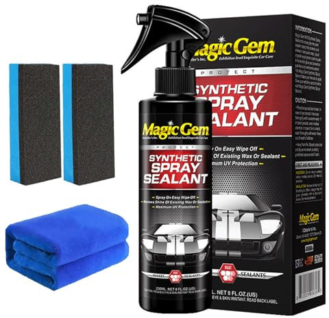236ml/473ml Magic Gem Synthetic Spray Sealant, All-in-One Car Exterior Polish & Protectant for Paint, Chrome, Plastic, Glass, Wheels, Tires & Headlights, UV Protection & Long-Lasting Shine (236ML)