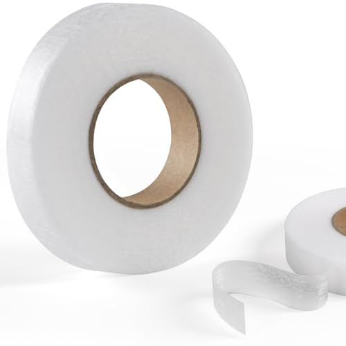 FOMGIIN Nastro con orlo termoadesivo, 60 m, larghezza 20 mm, bianco, da cucire, resistente ai lavaggi, per giunzione di tessuti, per vestiti, tende, pantaloni