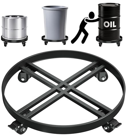 LYUND 55 Gallon Drum Dolly – Heavy-Duty All-Steel Barrel Cart with Cross Braces, 4 Swivel Caster Wheels, 2000 lbs Capacity Non-Tipping Hand Truck for Warehouse Drum Handling & Transport.
