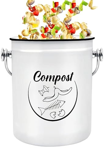Metal Countertop Compost Bucket - Compact Food Bucket for Kitchen | Composter with Hermetic Lid for Organic Waste, Odour Proof for Peeling, Coffee Leftovers, Solution