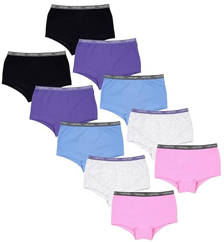 TupTam Unterhosen Mädchen Shorts 10er Pack - Bequeme Unterwäsche für Mädchen aus Baumwolle, Farbe: Shorts/Rosa Lila Blau Schwarz Grau, Größe: 140-146
