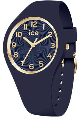 ICE-WATCH - Ice Champagne Navy Blue - Montre Bleue pour Femme avec Bracelet en Silicone - 025256 (Small 37)