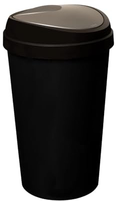 Spectraplast® 50L Top Touch Kitchen Bin Large Indoor Rubbish Bin with Coloured Lids (Black, Blue, Red, Silver, Green, Yellow) – Hands-Free Waste Disposal for Kitchen, Home, Office & Recycling (SILVER)