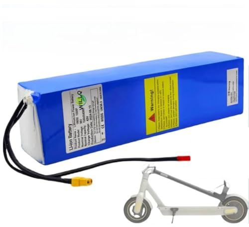 WILLQ Batería de Litio de PVC de 36 V y 15 Ah para Patinete eléctrico, 15000 mAh, Repuesto para Motor de Bicicleta Plegable con Conector JST + XT60.