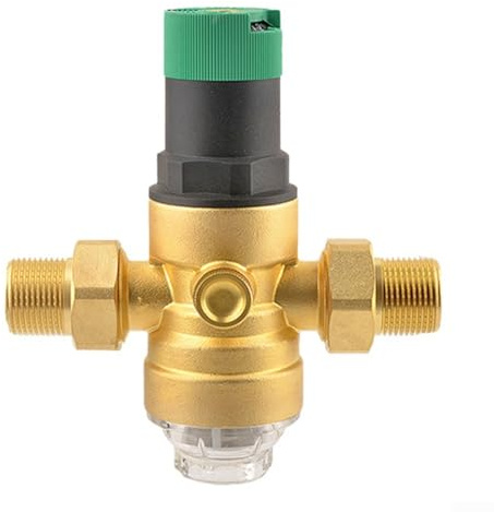 Yuanpgky Riduttore di pressione dell'acqua DN20 da 3/4 con manometro e filtro, valvola di riduzione della pressione regolabile in plastica in ottone per sistemi idraulici, solari, gas (plastica)