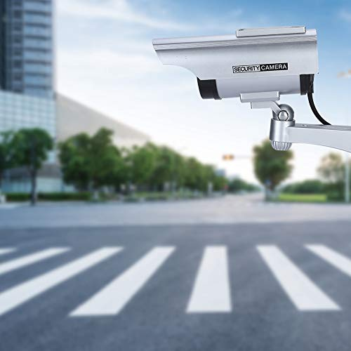ACOGEDO Soldriven Falsk Kamera Utomhus CCTV Övervakning Säkerhetskamera LED Record() Intern Panel Där Fake CameraDummy Fake CameraFake Surveillance Security CameraCCTV (Silver)