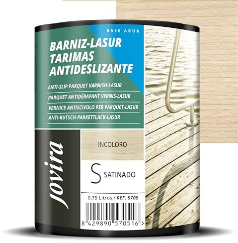 JOVIRA PINTURAS Lasure Antidérapante pour Terrasse. Protège, décore et embellit les sols des piscines et jardins. (750 Millilitres, Incolore)