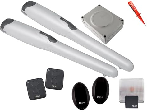 Nice Wingo 2024 Drehtorantrieb 2-flüglig + 2 Stück 2-Befehl Handsender FLO2RE + Lichtschranken BF + Warnlicht ELDC EADAMS Set 5in1