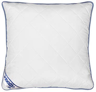 Irisette Body Contour Kopfkissen 80x80 cm mit abnehmbarem Bezug aus Softer Microfaser, waschbar bis 60°C, weiß/blau, Öko-Tex Zertifiziert, produziert nach deutschem Qualitätsstandard