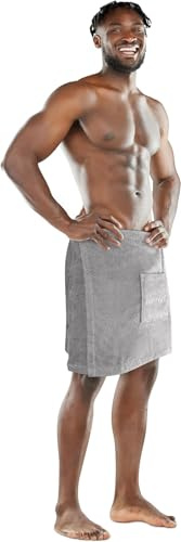 normani Saunakilt Saunatuch für Herren 100% Bio Baumwolle mit praktischem Schnellverschluss Oeko-Tex® 100 Grau OneSize