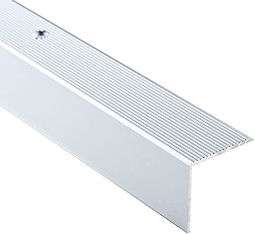 DQ-PP Winkelprofil | Profilmaße - 30mm x 30mm gebohrt inkl. Schrauben | Silber | 100cm | Aluminium | 1m | Winkelleiste | Abschlussprofil | Treppenkantenprofil | Treppenabschluss