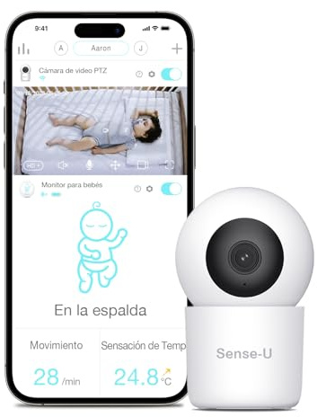 Sense-U Monitor de video para bebés con cámara remota de zoom panorámico, audio de fondo, detección de movimiento y sin tarifa mensual (compatible con el monitor de movimiento Sense-U para bebé)