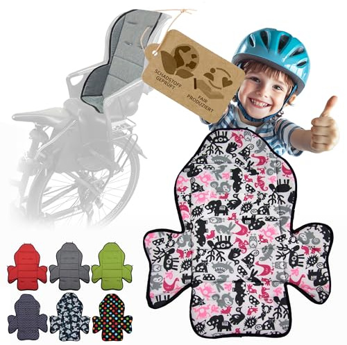 Ersatzbezug kompatibel mit Römer Kinderfahrradsitz – Weiches Ersatzpolster für Fahrradsitz Kinder – Sitzbezug, waschbar bei 30°C – Komfort Polster für Kinder Fahrradsitz MOD 2 (schwarz pinke Tiere)