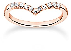 THOMAS SABO Ring V-Form mit weißen Steinen roségold 925 Sterlingsilber, 750 Roségold Vergoldung