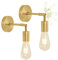 HTRUIYATY 2 Pack Vintage Lámparas de Pared Industriales Apliques de Pared Metal Dorado Giratorias 180° Como Lámparas de Noche, Pasillo, Loft, Apliques Baño