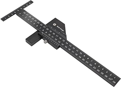 Präzises Lineal in T-Form, Multifunktionslineal aus Aluminiumlegierung, Schwarzes Messlineal für die Holzbearbeitung, Baulineale