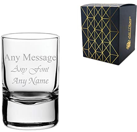 Vaso de chupito lateral grabado personalizado de 59 ml, cualquier mensaje para cualquier ocasión, como cumpleaños, bodas, Navidad, Pascua, graduación, grabado en el Reino Unido