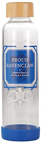 Harry Potter Bottiglia d'acqua in vetro – 500 ml – Orgoglioso Corvonero – Bottiglia d'acqua riutilizzabile – Bottiglia d'acqua in vetro Corvonero Regali