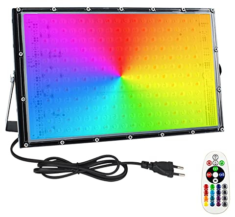 RGB Fluter Strahler Außen, Eleganted 150W Bunt Strahler mit Fernbedienung LED Fluter Flutlichtstrahler, IP65 Wasserdicht Flutlicht für Balkone,Gärten Stimmungslichter
