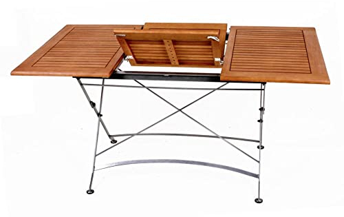 VARILANDO Gartenmöbel-Serie, Caféhaus-Stil, Eukalyptus, 100% nachhaltiger Anbau, Gestell Stahl pulverbeschichtet, schwarz, klappbar, (Ausziehtisch 100/150x90x74 cm)