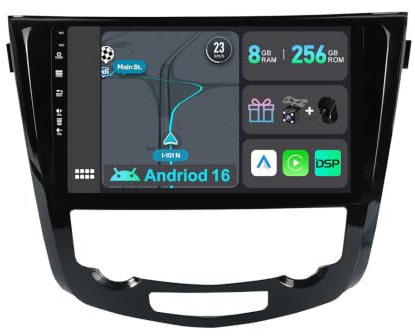 YUNTX [8GB+256GB] Android 16 2 Din Autoradio pour Ni.ssan X-Trail Qashqai j11 Rouge (2014-2018)-[Intégré CarPlay/Android Auto/DSP/GPS]-IPS 2.5D 10.1 Écran Tactile-Caméra+MIC-Dab/Bluetooth 5.0