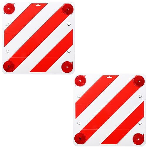 Preiswert&Gut 2x Warntafel Fahrradträger 50x50 cm für LKW, Wohnmobil Kunststoff, Rot-Weiß, Warnschild mit 4 Metallösen - Mit 4 Rückstrahlern - NICHT FÜR SPANIEN, ITALIEN! Auch für Sonderlasten