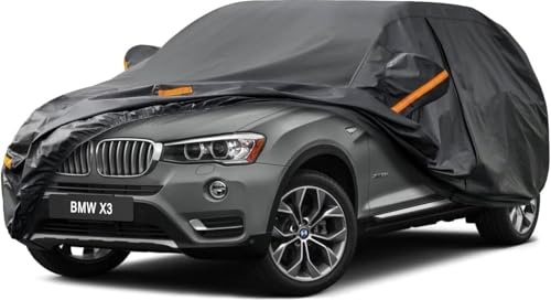 Kayme Autoplane Wasserdicht Atmungsaktiv für BMW X3 (2010-2025), 7 Schichten Vollgarage Autoabdeckung für Regen Sonne Staub Schutz Verkratzt, Autoabdeckung mit Reflektierenden Streifen.