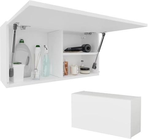 PLATAN ROOM Badschrank 80/120 / 160/200 / 240 breit Badmöbel Badezimmer Klapphängeschrank Schrank Hochglanz Matt Weiß (Weiß Matt/Weiß Matt, 80 x 40 x 25)
