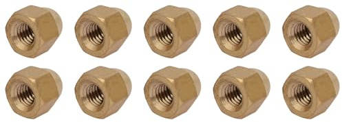 METALLIXITY Acorn Cap Nuts(M6x1mm) 15Pcs, Brass Acorn Dome Cap Head Hex Nuts - for Industrial Mechanical Equipment, Gold Tone