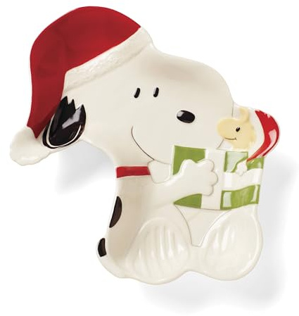 Lenox Snoopy Weihnachts-Süßigkeitenschale, 1 Stück, mehrfarbig | Porzellan, spülmaschinenfest, 18,41 x 19,1 cm, Sammlerstück, Geschenk für Snoopy- und Woodstock-Fans, Schmuckschale