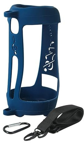 Silikonhülle für JBL Pulse 5, Bluetooth-Lautsprecher-Schutzhülle, tragbare Tragetasche mit Karabinerhaken und Riemen (nur Gehäuse) (Marineblau)