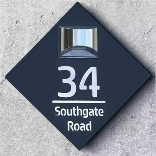 Plaque de porte solaire personnalisée, plaque d'adresse lumineuse LED, numéro de maison solaire, panneau de numéro de maison 3D personnalisé, plaques d'adresse avec nom de rue sur