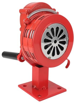 Handkurbel-Sirene, lauter 110 dB manueller Alarm aus Aluminiumlegierung mit einstellbarer Lautstärke, tragbare Notfallsicherheit, manuell betriebener Metallalarm, Handluftsirene (rot)