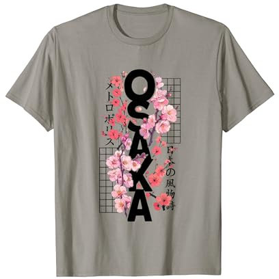 Cerezo en flor retro de los 80 de la ciudad de Osaka, Japón, Osaka Camiseta