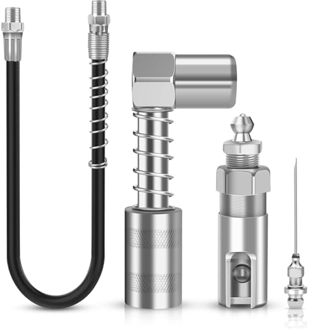 Orchideeknc Adapter für Fettpresse, 30cm Schlauch, 90°Fettkupplung mit Muffe, Aufsteck-Fettadapter und Fettinjektionsnadel, passend für die Meisten Manuellen Fettpressen