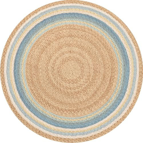 VINILIKO Design | Alfombra Vinílica Redonda Líneas Azules [Diam] 180 cm - Antideslizante, Impermeable, Lavable - Varios Tamaños - Alfombra Vinilo Salón, Cocina