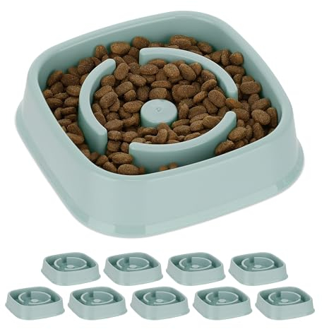 10 x Anti Schling Napf, Futternapf für Hunde, Tiernapf 800 ml, langsames Fressen, Hundenapf spülmaschinenfest, blau