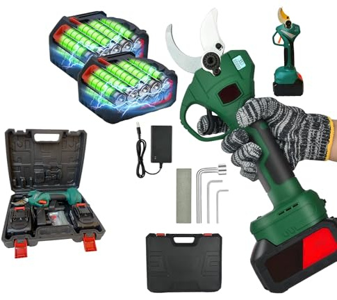 Forbice a Batteria da Potatura con Motore Brushless Cesoie a Batteria Taglio 30-40mm Display LCD Digitale Due Batterie da 88V 8000mAh per giardinaggio, alberi da frutto, vigneto
