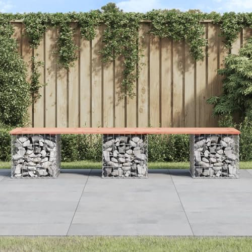 Iiaky Garden Bench Gabion Design 203x44x42 cm Solid Wood Douglas,Gabion Wall Mesh Wire Stone Basket Galvanised Iron Stone Basket Outdoor Spiral Planter Retaining Wall