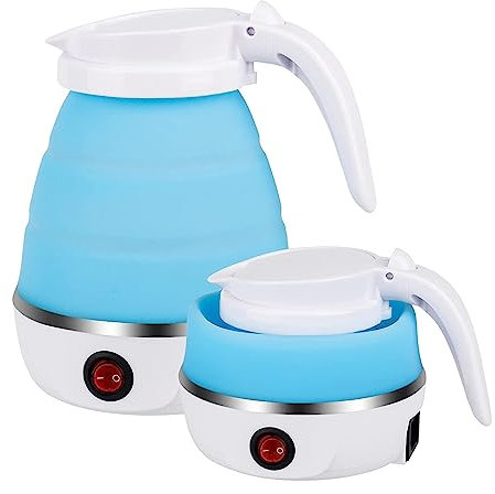 Travel Kettle 600ML, Foldable Mini kettle, Portable Camping kettle With Separable Power Cord for Outdoor Hiking Home(Blue)