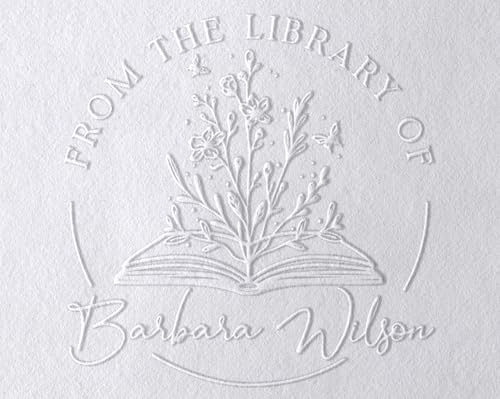 Stamp By Me - Goffratrice Personalizzata | Timbro Personalizzato per Libri, Biblioteca e Documenti | Timbro a Secco Ex Libris Stile Floreale e Personalizzabile | Embosser con Design Personalizzabili