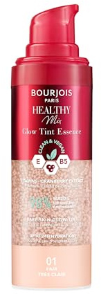 Bourjois Healthy Mix 01 Fair, Glow Tint Essence, Filter-Effekt für nackte Haut, strahlendes Finish, feuchtigkeitsspendende Farbe, erfrischende Textur, vegane und cleane Formel, 30 ml